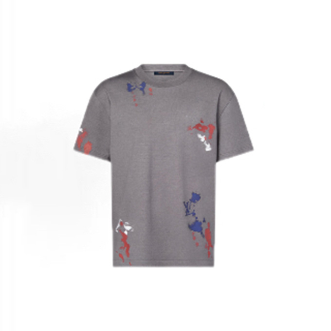 lv louis vuitton paint splatter effect t-shirt